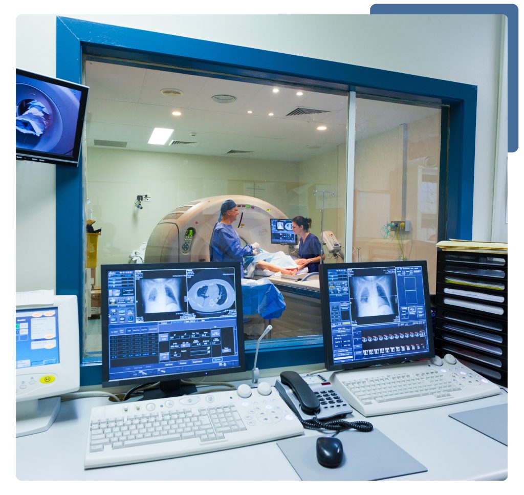 A workspace featuring two monitors and a computer, designed for productivity and multitasking.